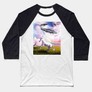 UFO Abducting Unicorn Baseball T-Shirt